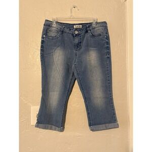 Vintage LEI Y2K Ashley Low Rise Capri Jeans Juniors 13 Blue LightWash Cuffed